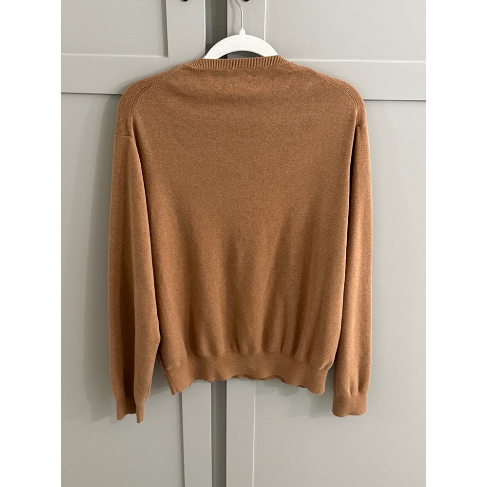 Polo Ralph Lauren women’s V-Neck Pima Cotton Sweater Camel Tan Brown Large L/G - Picture 2 of 7